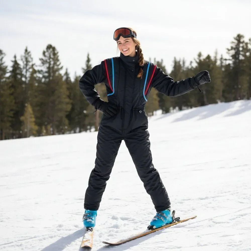 Vintage 80s-90s Obermeyer Cassie Ski Suit - Black with Red/Blue Trim - Ladies 4